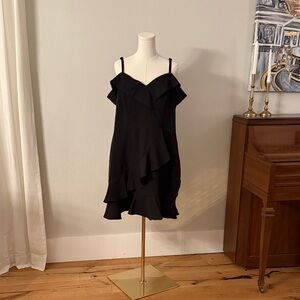 City Chic Black Asymmetrical Ruffle Dress